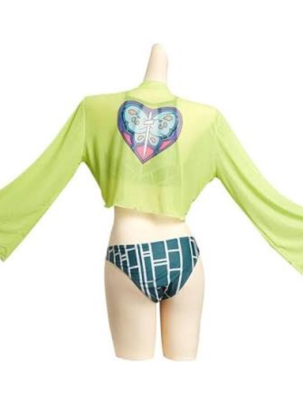 JoJo's Bizarre Adventure: Stone Ocean Lime Green Mesh Crop Top XS
